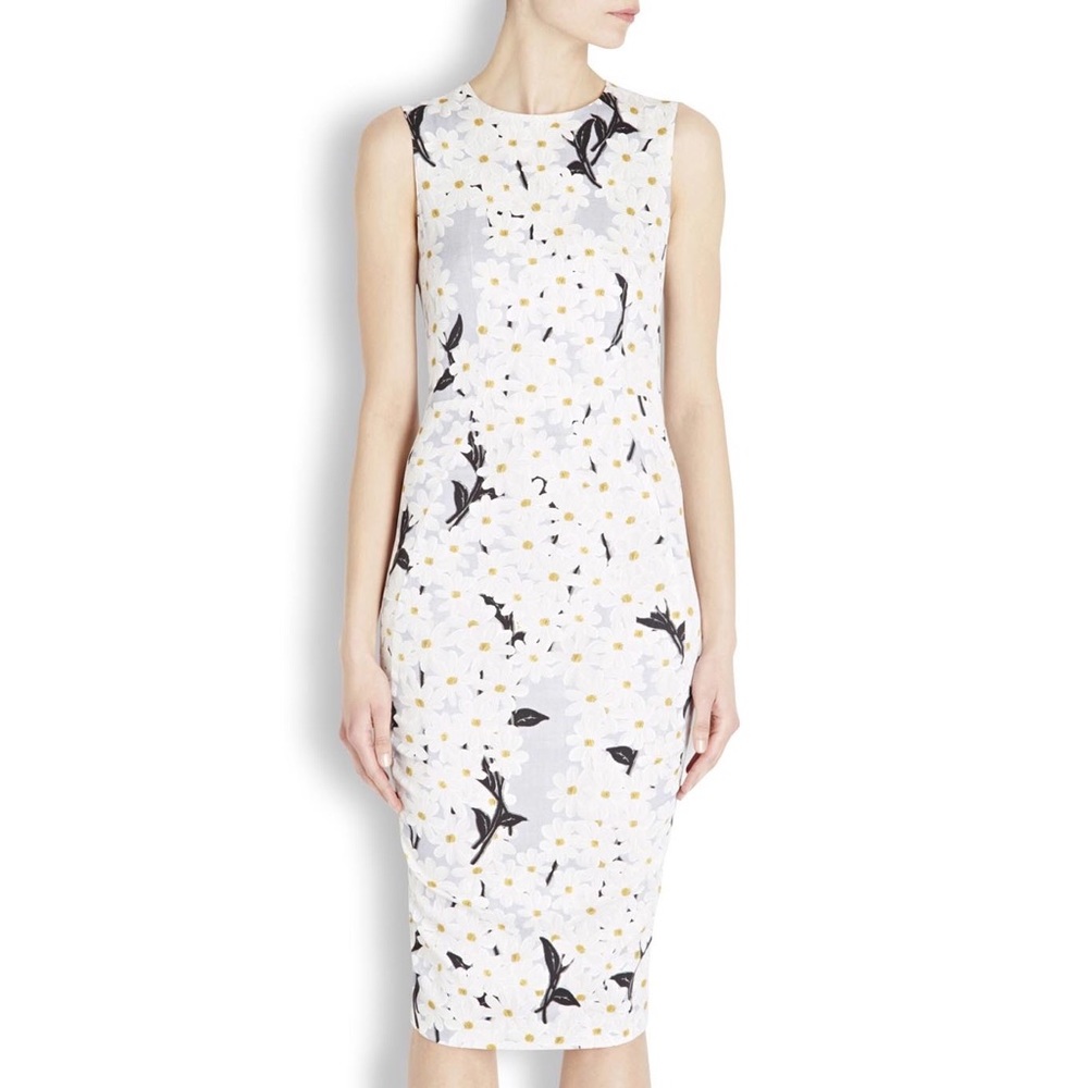 Sportmax Satin Daisy Peint Floral Pencil Dress